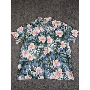 The Hawaiian Original Shirt Button Up Short Sleeve Women Pink Green Large